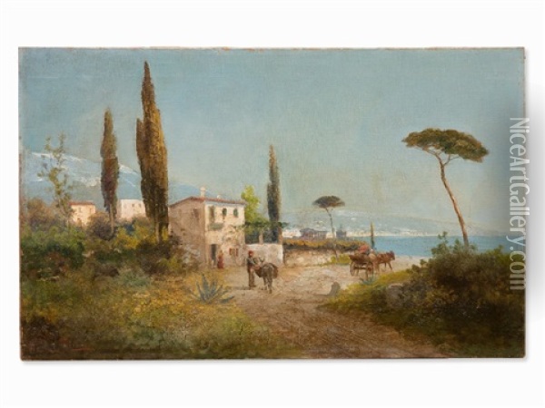Italian Landscape Oil Painting - Georg Fischhof