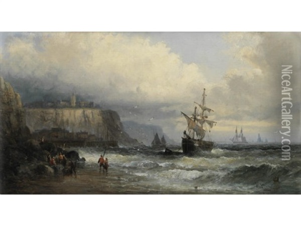 Cromer, Norfolk (+ Fishing Smacks Entering Gravesend; Pair) Oil Painting - William Anslow Thornbury