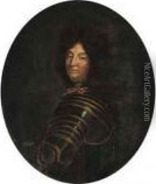 Portrait Of Louis Xiv, Half-length, In Armour Oil Painting - Hyacinthe Rigaud