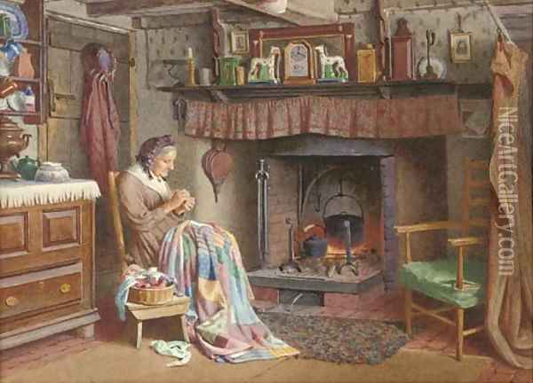 The quiltmaker Oil Painting - Henry Spernon Tozer