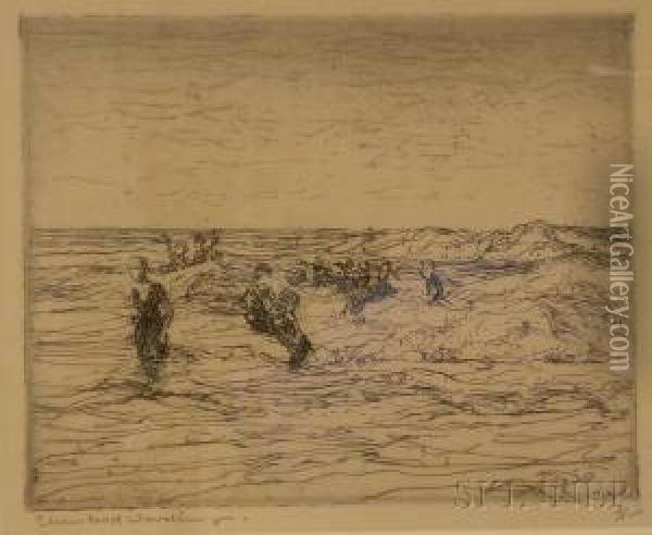 Scene With Bathers Oil Painting - Charles Herbert Woodbury