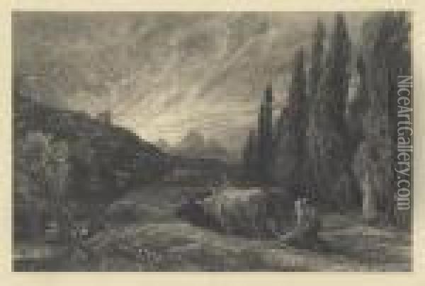 The Early Ploughman. Oil Painting - Samuel Palmer
