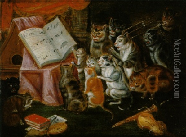 Das Katzenkonzert Oil Painting - Ferdinand van Kessel