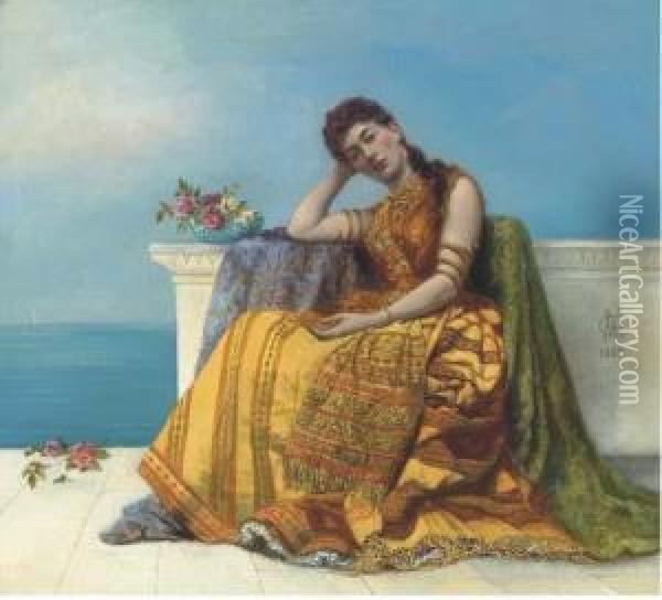 A Grecian Muse Oil Painting - Margaret Murray Cookesley