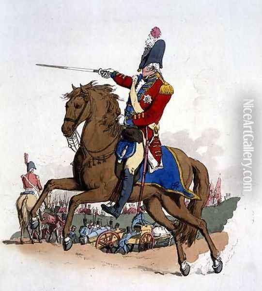General Officer on Horseback, from Costume of Great Britain, published by William Miller, 1805 Oil Painting - William Henry Pyne