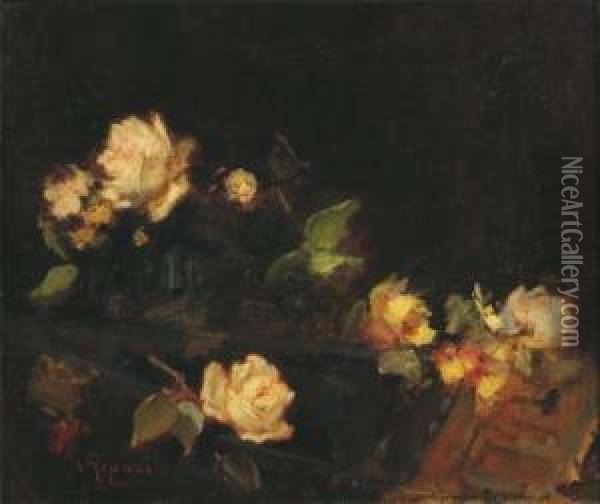 Le Rose Bianche Oil Painting - Virgilio Ripari