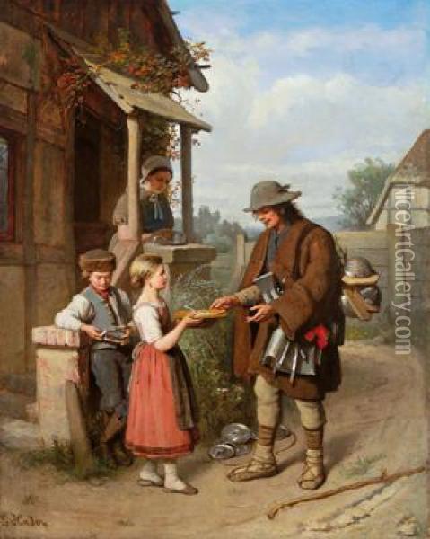 Der Wanderhandler Oil Painting - Ernst Hader