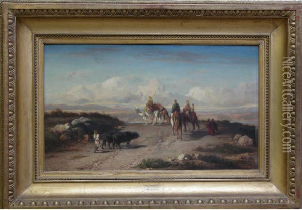 La Caravane Dans Le Desert Oil Painting - Etienne Billet