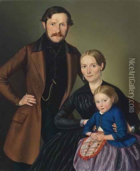 Familienportrait Oil Painting - Georg Wachter