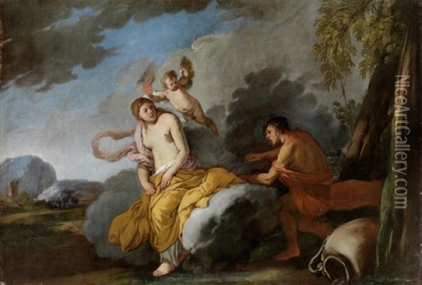 Venus, Mars Und Amor Oil Painting - Giulio Carpioni