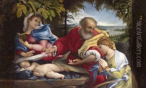 Rest on the Flight into Egypt Oil Painting - Lorenzo Lotto
