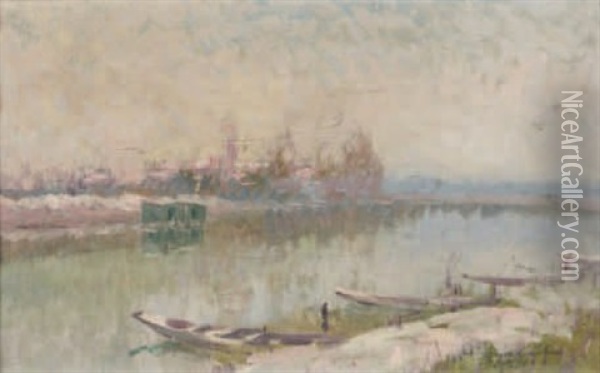 Bords De Seine Oil Painting - Elie Anatole Pavil