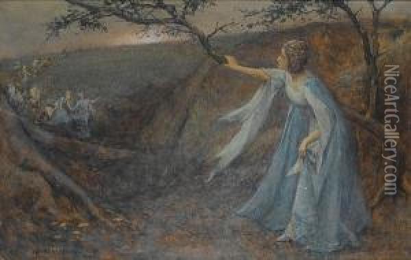 Titania Welcoming Her Fairy Bretheren Oil Painting - Henry Maynell Rheam