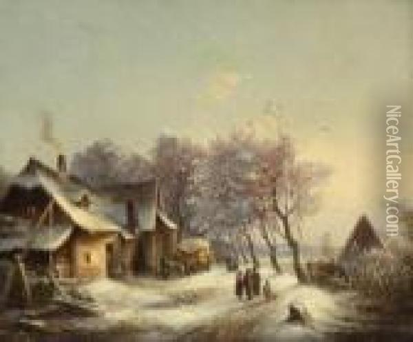 Winterlandschaft Oil Painting - Anton Doll