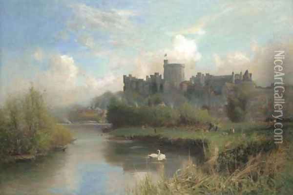 Windsor Castle from the Thames Oil Painting - Walter H. Goldsmith