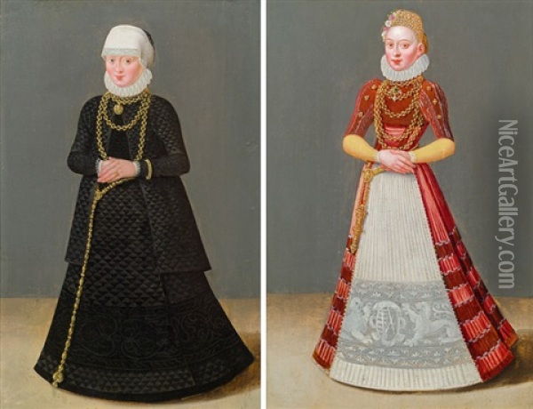Zwei Damenbildnisse Oil Painting - Lucas Cranach the Younger
