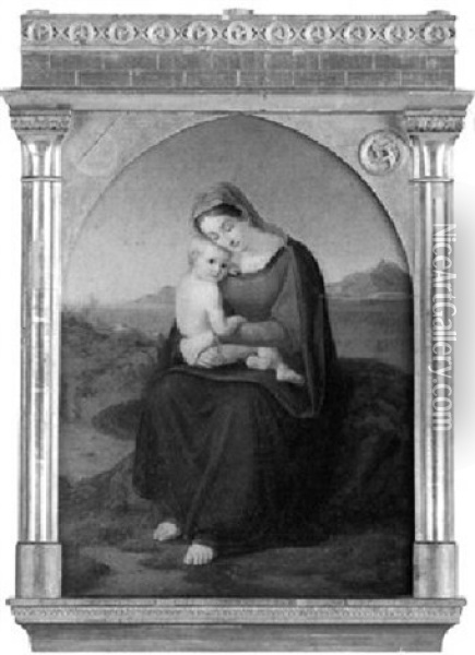 Maria Mit Dem Kind In Mediterraner Kustenlandschaft Oil Painting - August Anton Tischbein