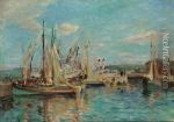 Le Bassin A Honfleur Oil Painting - Edmond Marie Petitjean