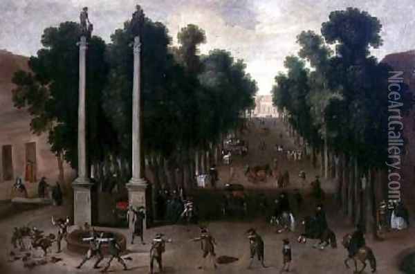 A Market Square in Seville 1650 Oil Painting - Juan Bautista Martinez del Mazo