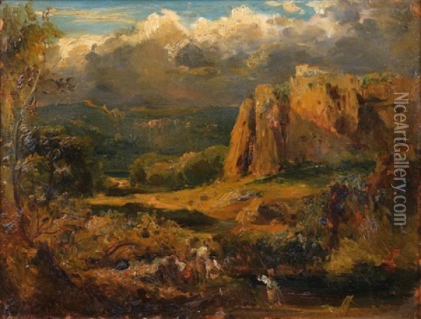 Rochers De Malhec Dans La Vallee De Saint-vincent (cantal) Oil Painting - Theodore Rousseau
