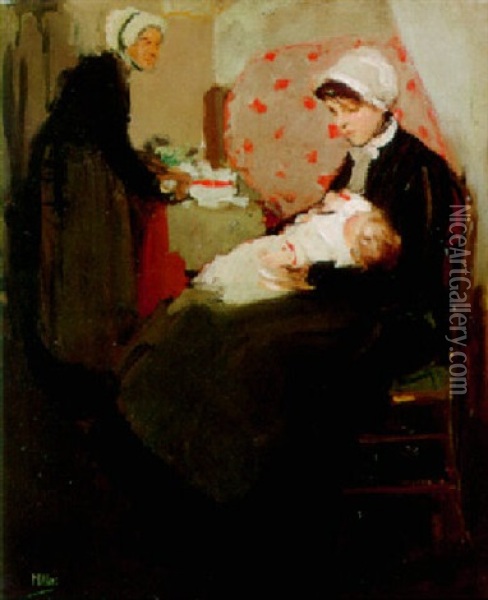Mother And Child Oil Painting - Richard Edward Miller
