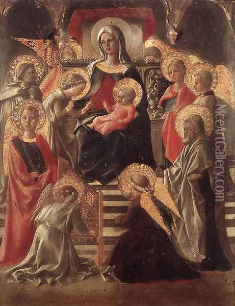 Madonna and Child Enthroned with Saints Oil Painting - Fra Filippo Lippi