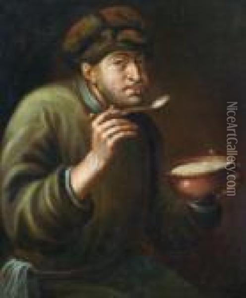 Uomo Barbuto Che Mangia Il Semolino Oil Painting - Joachim I Von Sandrart