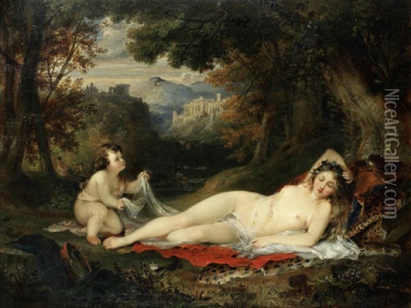 Venus And Cupid Oil Painting - George Arnald