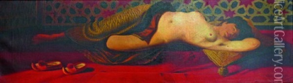 Schlafender Akt Auf Einem Kissen Oil Painting - Johann Georg Otto von Rosen