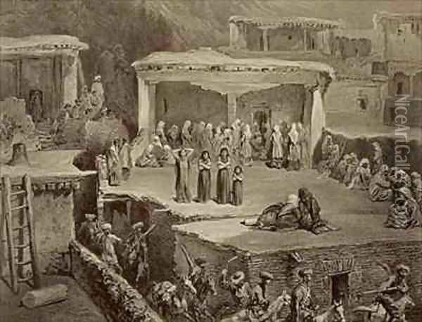 Funeral Ceremony in the Ruins at Akhaltchi Dagestan Oil Painting - Grigori Grigorevich Gagarin