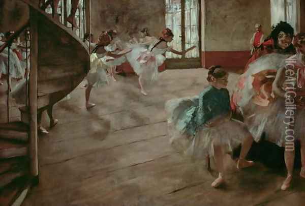 The Rehearsal, c.1877 Oil Painting - Edgar Degas