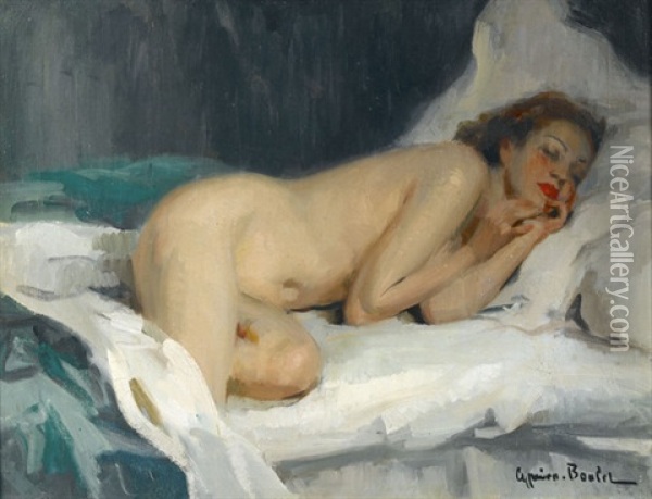 Liegender Weiblicher Akt Oil Painting - Cyprien Eugene Boulet
