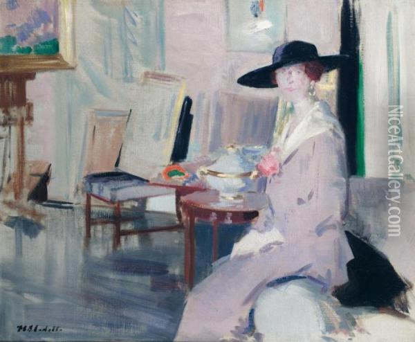 Miss Don Wauchope In The Drawing Room Oil Painting - Francis Campbell Boileau Cadell