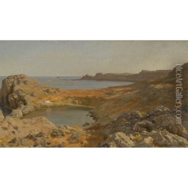 St. Paul's Bay At Lindos, Rhodes Oil Painting - Lord Frederic Leighton