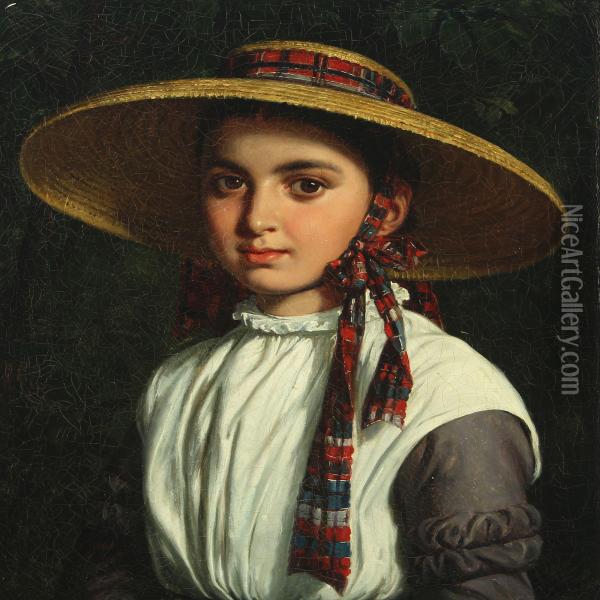 Portrait Of A Young Girl Oil Painting - Wilhelm Marstrand