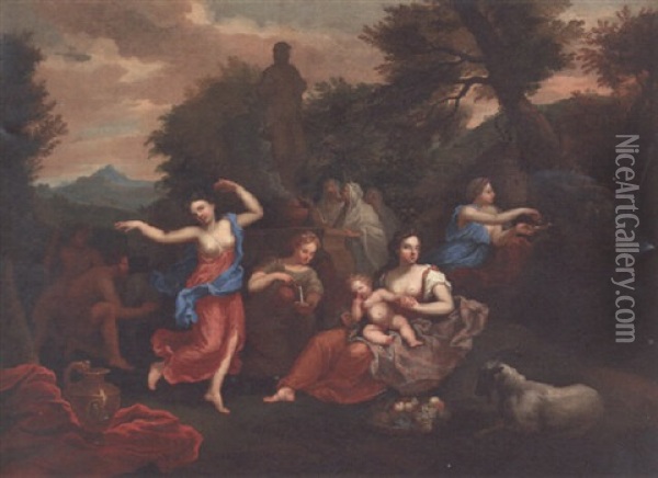 The Nurture Of Zeus Oil Painting - Pierre Mignard the Elder