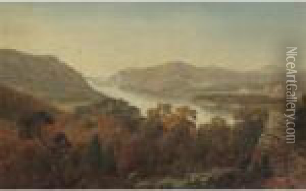 View Of Hudson River From Ruins At Fort Putnam Oil Painting - David Johnson