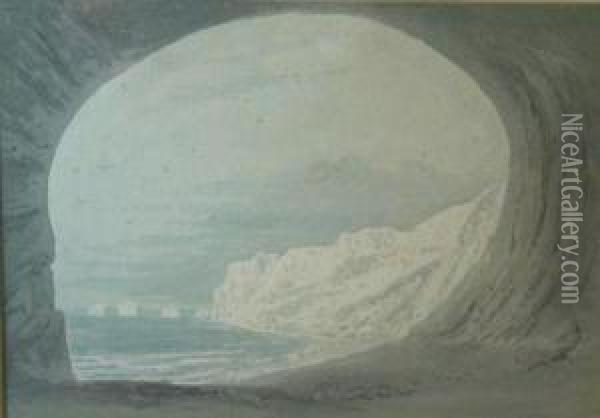 Possibly After Edward Dayes View Of The Needles, Isle Of Wight Oil Painting - Alexander Monro