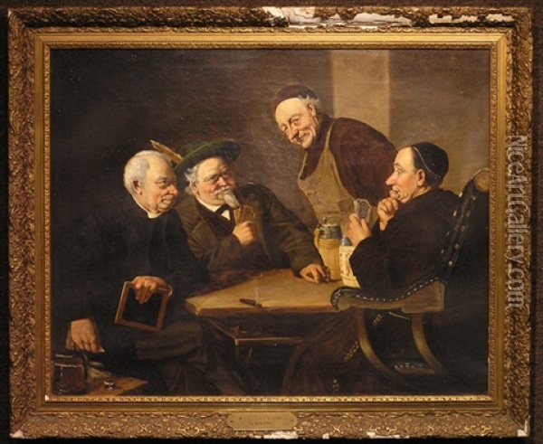 A Friendly Game Oil Painting - Fritz (Alexander Friedrich) Werner