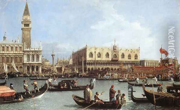 Return of the Bucentaurn to the Molo on Ascension Day Oil Painting - (Giovanni Antonio Canal) Canaletto
