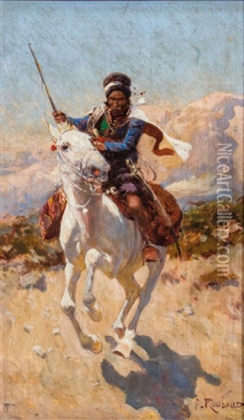 Circassian Horseman Oil Painting - Franz Roubaud