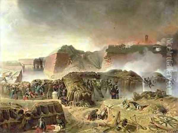 Siege of Antwerp Oil Painting - C. Courtois d'Hurbal