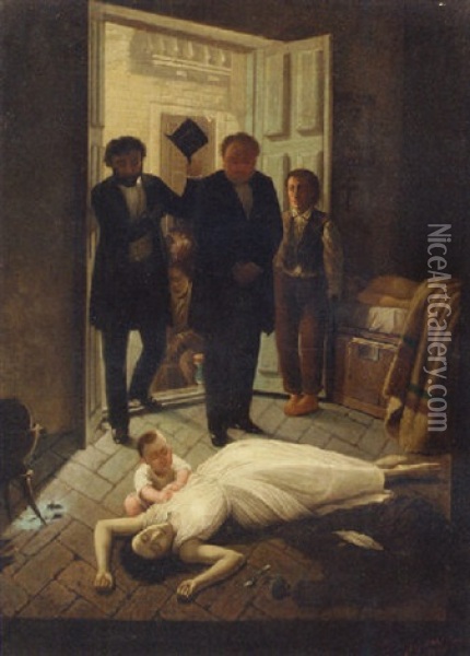 An Episode Of The Yellow Fever In Buenos Aires Oil Painting - Juan Manuel Blanes