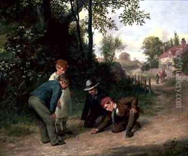 A Game of Marbles Oil Painting - William Bromley III