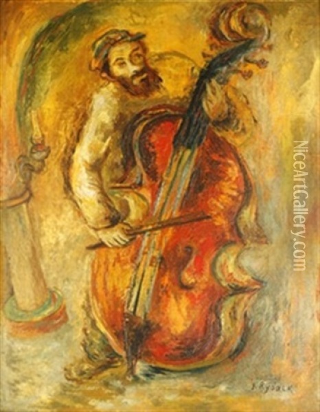 Cello Player Oil Painting - Issachar ber Ryback
