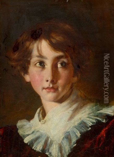Portrait Of A Boy, George Shepherd At 8 Years Of Age Oil Painting - William Etty