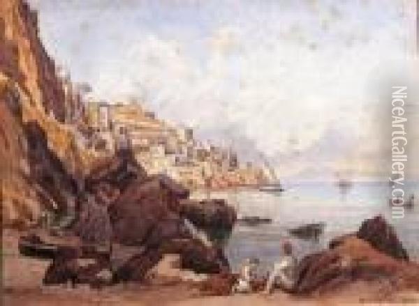 Amalfi Oil Painting - Alessandro la Volpe