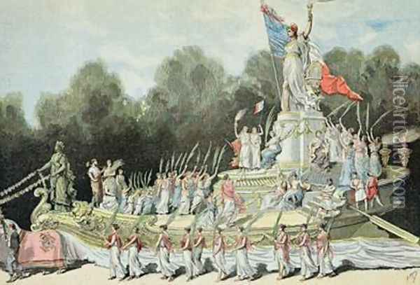 Chariot of the Triumph of the Republic at the National Festival, 22nd September 1892 from Le Petit Journal 24th September 1892 Oil Painting - Henri Meyer