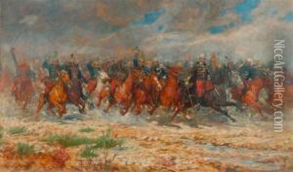 Kavallerieangriff Oil Painting - Ludwig Koch