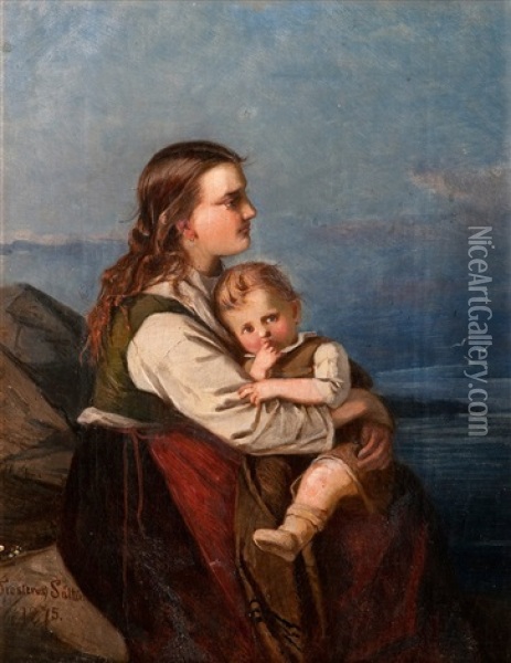 Mother And Child Oil Painting - Alexandra Frosterus-Saltin